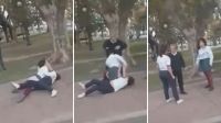 Dos alumnas se agarraron a trompadas en la plaza, llegó una mujer y las separó a cachetazos